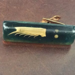 Vintage Unique strange tie clip gold lucite clip